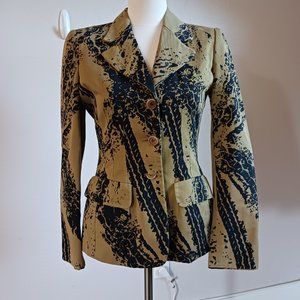 Moschino Couture Aeffe Spa Printed Black and Tan Fitted Blazer